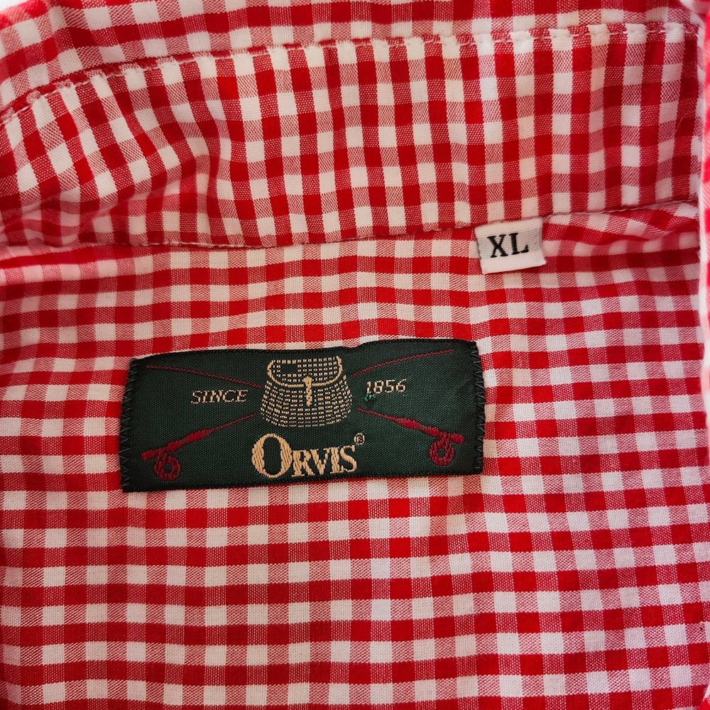 Orvis Vintage Button Down Long Sleeve Gingham Checkered plaid Shirts Men's XL - Picture 9 of 11